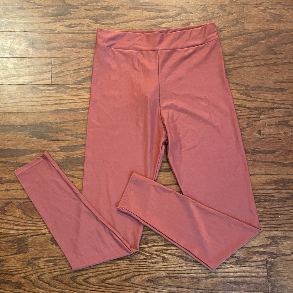 High waist rust colored disco legging
